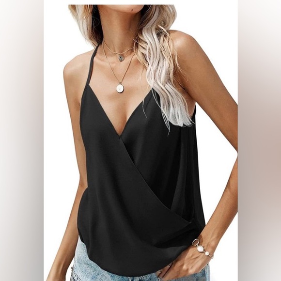 Tops - Casual Black Solid Tank Tops Summer V-Neck Baggy Vest Camisole